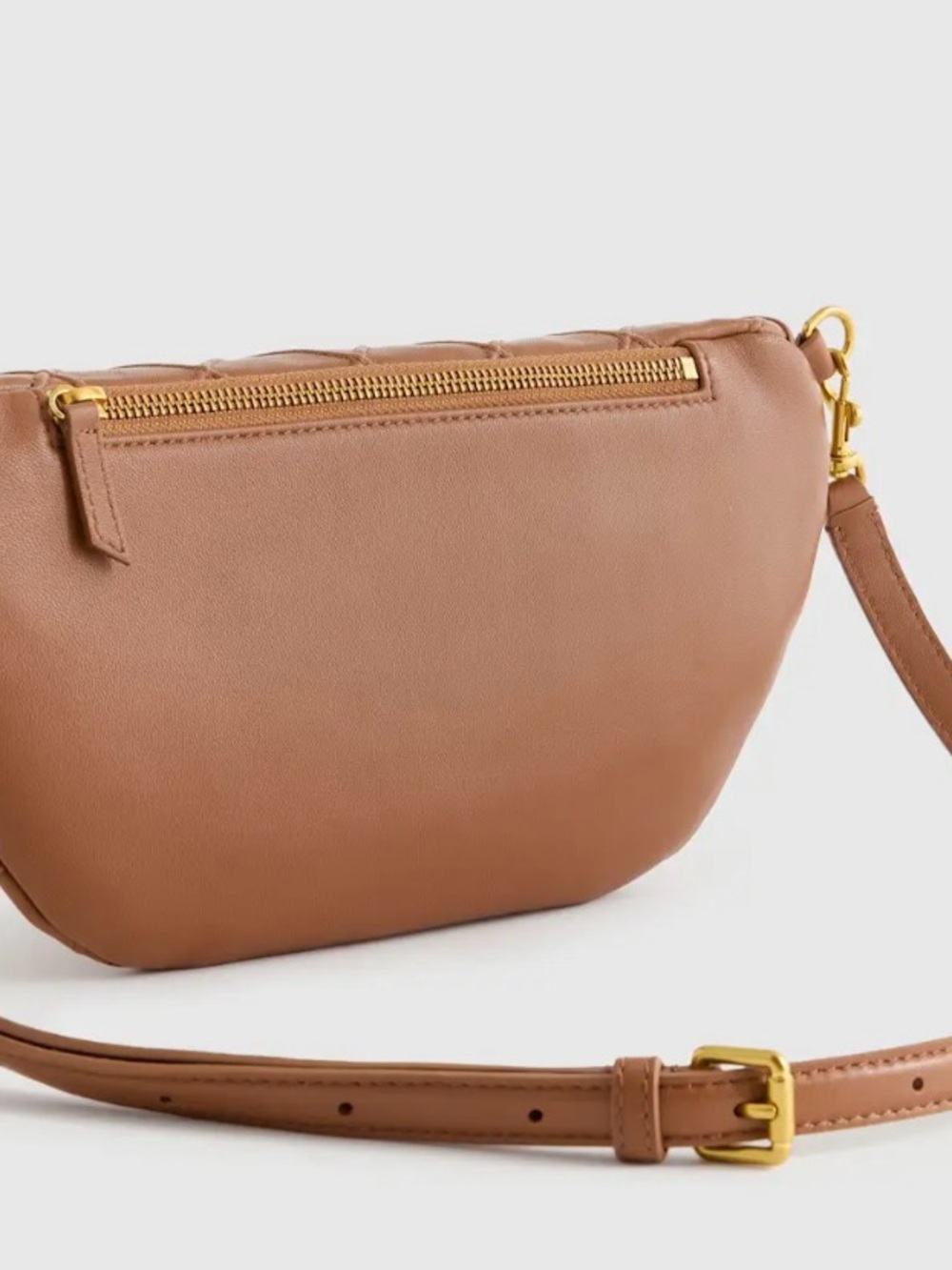 Quince Quilted Leather Crossbody Belt Bag in Tan Brown - Picture 5 of 7